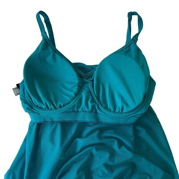 Coco Reef Women's Flourish Underwire Bra-Sized Tankini Top - Teal Cove 36C - Picture 5 of 8